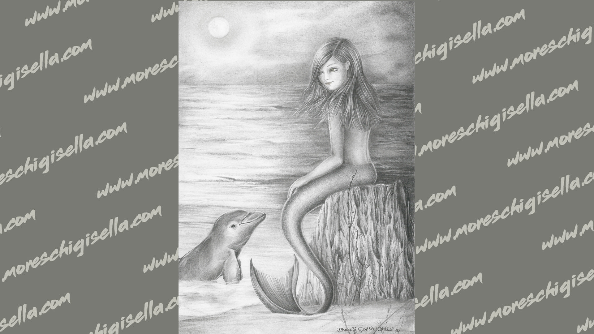 sirena con delfino